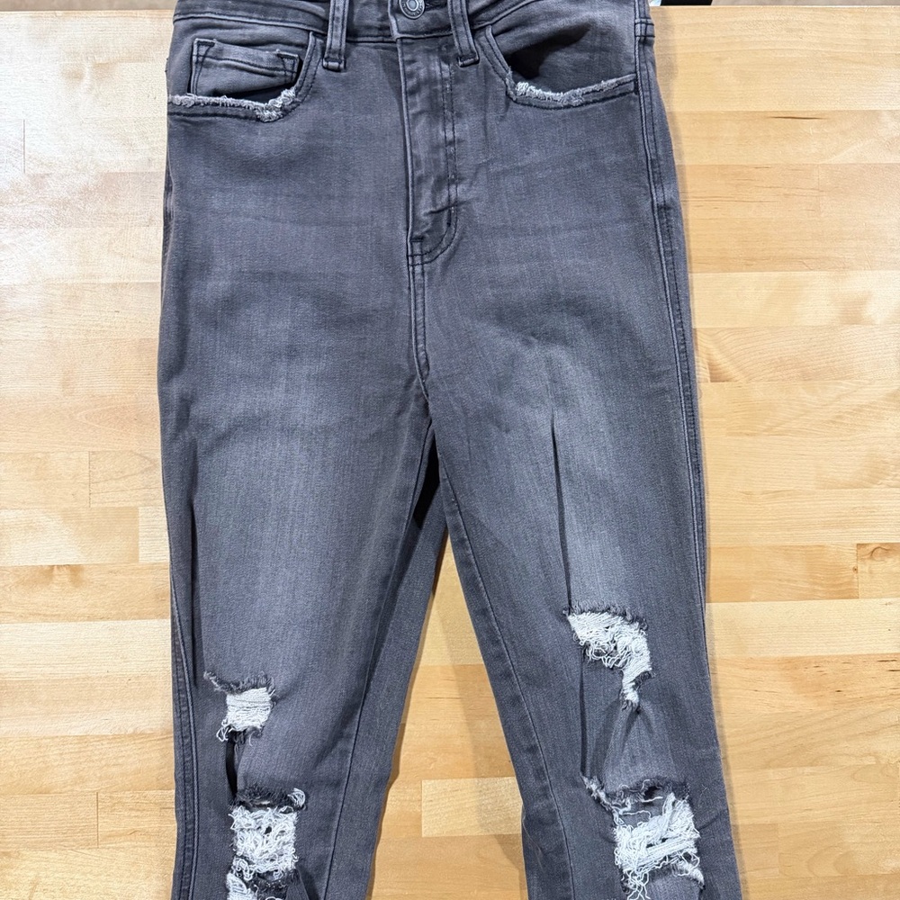 Flying Monkey Charcoal Distressed Skinny Jeans